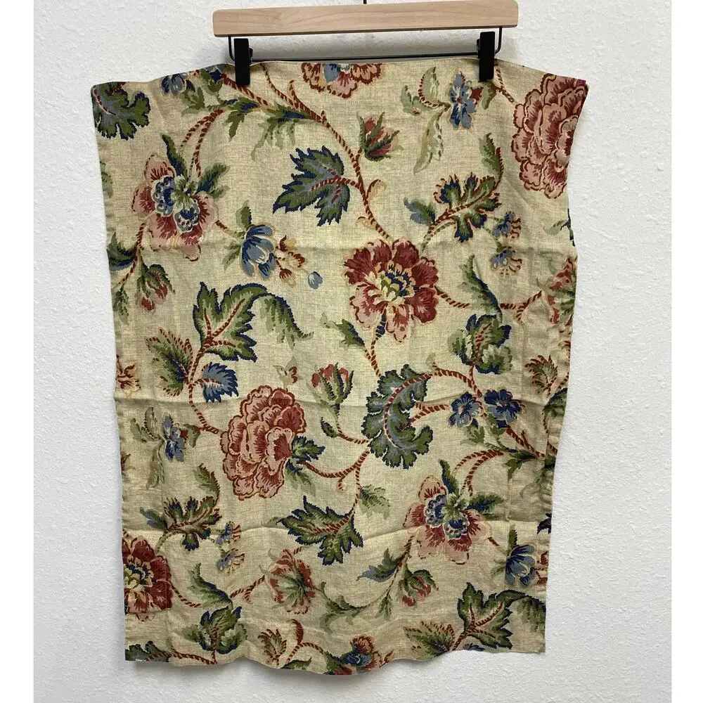 Cuddledown 100% Linen Beige Jacobean Floral Standard Pillow Shams Set of 2, EUC